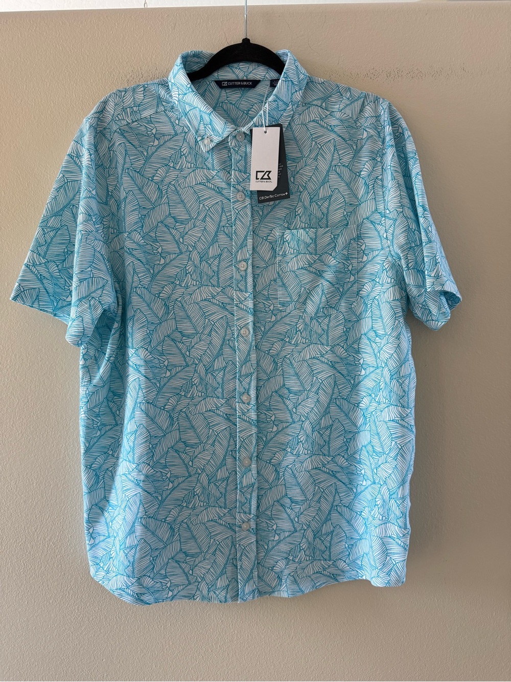 Cutter & Buck Advantage Oxford Print Button-Down Shirt UPF 35+ DryTec NWT